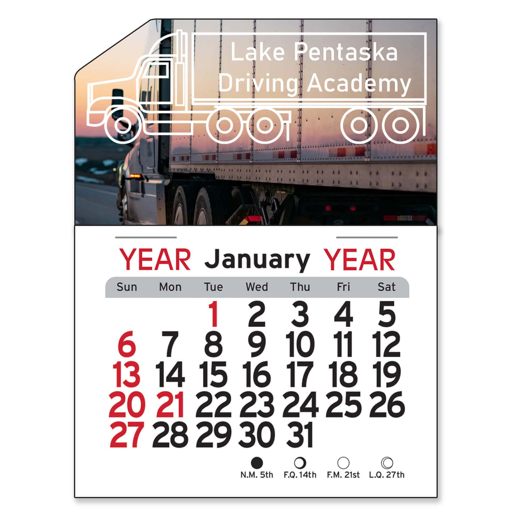 Adhesive Peel-N-Stick® Calendar - Semi-Truck                         